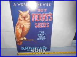 11x16 in BUY FERRY`S SEEDS DETROIT MICH. ADV. SIGN EMBOSSED METAL TACKER X 150