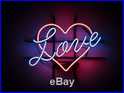 17x14 Real Neon Light Sign Vintage LOVE 24 hours Heart Lighting Art Valentines