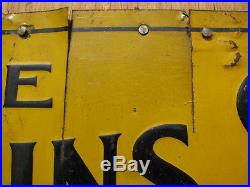 1910s EC ATKINS CROSSCUT SAW SIGN 7x14 Embossed Tin/Steel LOGGING VTG ANTIQUE