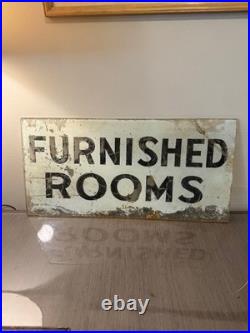 1920's / 1930's Vintage Glass Sign FURNISHED ROOMS