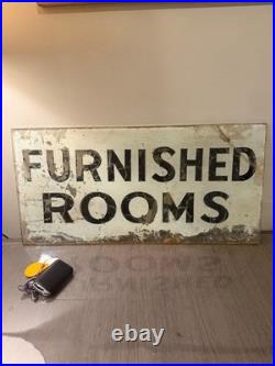 1920's / 1930's Vintage Glass Sign FURNISHED ROOMS
