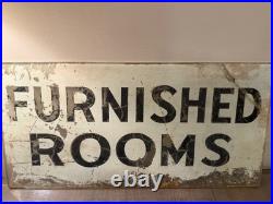 1920's / 1930's Vintage Glass Sign FURNISHED ROOMS