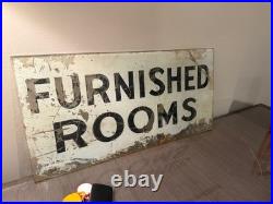 1920's / 1930's Vintage Glass Sign FURNISHED ROOMS