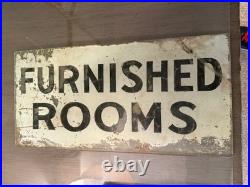 1920's / 1930's Vintage Glass Sign FURNISHED ROOMS