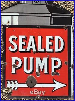 1920s SHELL ENAMEL SIGN sealed petrol pump advertising Automobilia oil Vintage