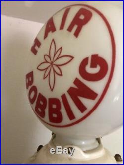 1930'S ORIGINAL BARBER GLOBE GLASS / SIGN, BARBER BOBBING Antique Vintage