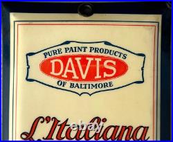 1930's Davis of Baltimore Paint Sample Enamel Sign Permanent Sign & Display Co