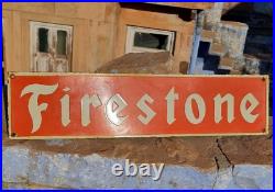 1930's Old Antique Vintage Very Rare Firestone Adv. Porcelain Enamel Sign Board