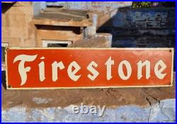 1930's Old Antique Vintage Very Rare Firestone Adv. Porcelain Enamel Sign Board