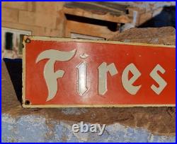 1930's Old Antique Vintage Very Rare Firestone Adv. Porcelain Enamel Sign Board