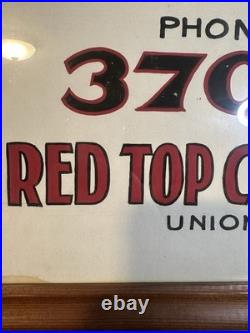 1930s Hand Painted Sign Red Top Cab Co Olympia WA Messegee Signs Vintage Taxi