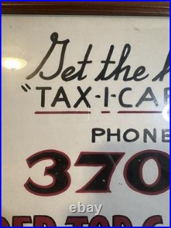 1930s Hand Painted Sign Red Top Cab Co Olympia WA Messegee Signs Vintage Taxi