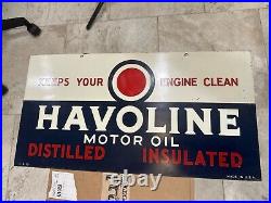 1938 Vintage HAVOLINE MOTOR OIL Tin Sign Original Painted Metal Double Sided