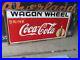 1940-Coca-Cola-Sign-In-Orig-Wood-Frame-Wagon-Wheel-Vintage-5ft-11-X-3-Ft-01-hlm