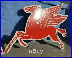 1940 Old Vintage Very Rare Horse Pair Mobil Gas Oil Porcelain Enamel Sign Board