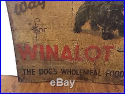 1940's Tin Enamel Advertising Sign Winalot Scottie Dog Food Vintage Antique