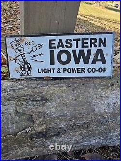 1940's Vintage Eastern Iowa Light & Power Co-op Porcelain Sign