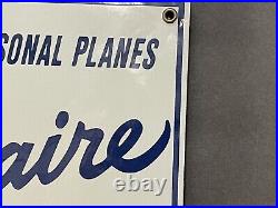1940's Vintage Luscombe Silvaire Porcelain Sign Airplane Advertising Original