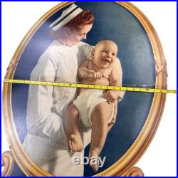 1940s Davol Nursing Vintage Advertising Sign X-LARGE 40 Cardboard Nurse Baby