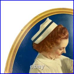 1940s Davol Nursing Vintage Advertising Sign X-LARGE 40 Cardboard Nurse Baby