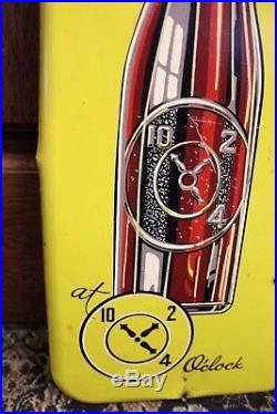 1940s Vintage Dr Pepper Soda Advertising 10-2-4 Tin Yellow Thermometer Sign