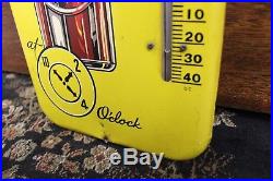 1940s Vintage Dr Pepper Soda Advertising 10-2-4 Tin Yellow Thermometer Sign
