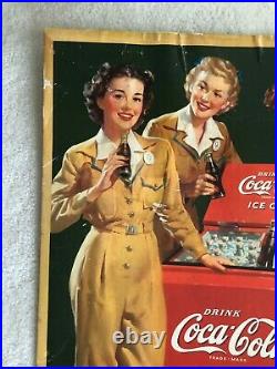 1943, Vintage, ORIGINAL, Coke, Coca-Cola, Cardboard Sign, WWII era, VG Condition