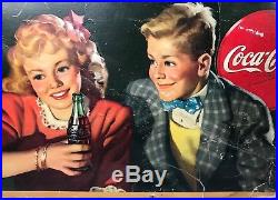 1944 Coca Cola Cardboard Sign Classic Coke Vintage Americana Advertising