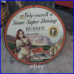 1947 Vintage Style Hudson Motor Car Company Fantasy Porcelain Enamel SignAMER