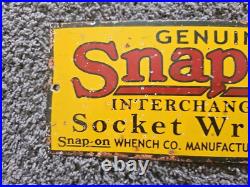 1950'S Vintage Snap-On Tools Porcelain Sign Garage Sign Interchangeable Socket