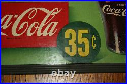 1950's VINTAGE COCA COLA CARDBOARD HANGING SIGN Cornell College Cole Bin