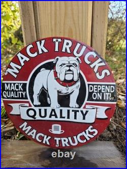 1950's Vintage Mack Diesel Trucks Heavy Porcelain Metal Dealership Sign 1950's Vintage Mack Diesel Trucks Heavy Porcelain Metal Dealership Sign