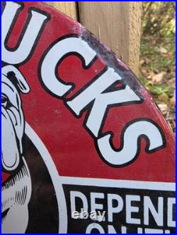 1950's Vintage Mack Diesel Trucks Heavy Porcelain Metal Dealership Sign 1950's Vintage Mack Diesel Trucks Heavy Porcelain Metal Dealership Sign