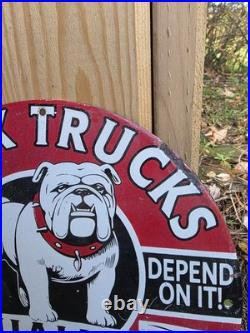 1950's Vintage Mack Diesel Trucks Heavy Porcelain Metal Dealership Sign 1950's Vintage Mack Diesel Trucks Heavy Porcelain Metal Dealership Sign