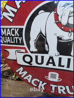 1950's Vintage Mack Diesel Trucks Heavy Porcelain Metal Dealership Sign 1950's Vintage Mack Diesel Trucks Heavy Porcelain Metal Dealership Sign