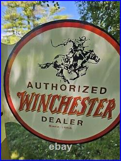 1950's Vintage Winchester Porcelain Double-sided Dealer Flange Sign 17 X 17