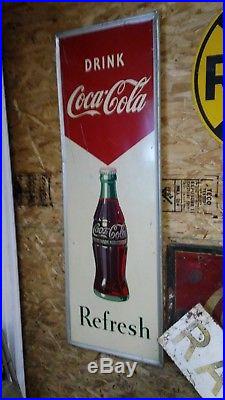 1950s COCA COLA COKE SODA POP TIN ADVERTISING SIGN OLD VINTAGE