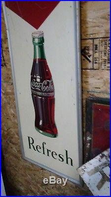 1950s COCA COLA COKE SODA POP TIN ADVERTISING SIGN OLD VINTAGE