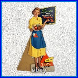 1950s Perfection Stove Advertising Sign 15 Die-cut Cardboard Vintage 50s Woman