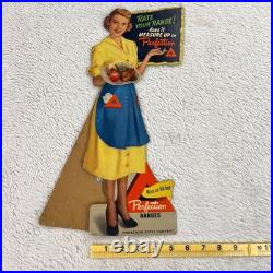 1950s Perfection Stove Advertising Sign 15 Die-cut Cardboard Vintage 50s Woman