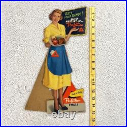 1950s Perfection Stove Advertising Sign 15 Die-cut Cardboard Vintage 50s Woman