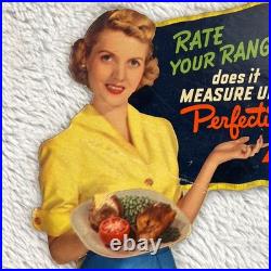 1950s Perfection Stove Advertising Sign 15 Die-cut Cardboard Vintage 50s Woman