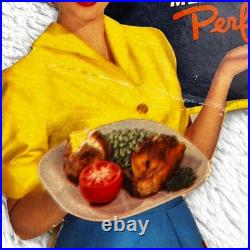 1950s Perfection Stove Advertising Sign 15 Die-cut Cardboard Vintage 50s Woman