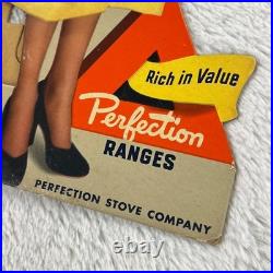 1950s Perfection Stove Advertising Sign 15 Die-cut Cardboard Vintage 50s Woman