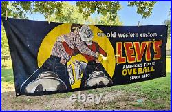 1950s Vintage Levis Denim Advertisement Banner