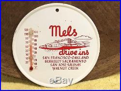 1950s Vintage MELS DRIVE IN California AMERICAN GRAFFITI Metal Thermometer Sign