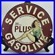 1952-Vintage-service-Plus-Gasoline-12-Inch-Gas-Oil-Porcelain-Dealer-Sign-01-gtb
