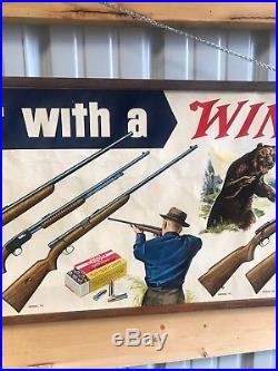 1952 Winchester Dealer Store Advertising Poster Sign Paper Vintage Ad Cool Piece