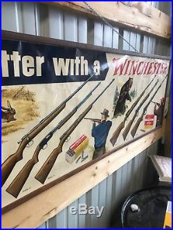 1952 Winchester Dealer Store Advertising Poster Sign Paper Vintage Ad Cool Piece