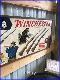 1952 Winchester Dealer Store Advertising Poster Sign Paper Vintage Ad Cool Piece